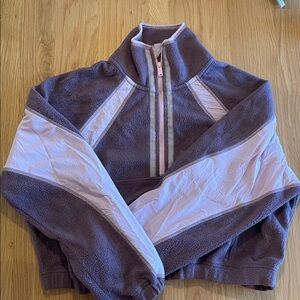 Free People Movement Purple and Pink Quarter-Zip Cropped “Fleece” Active sweater